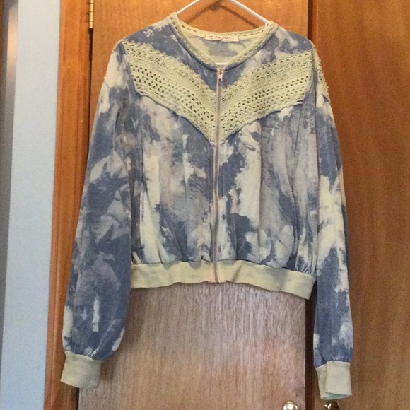 NWOT Free People Tie Dye Zip Up Sweatshirt - Picture 2 of 10